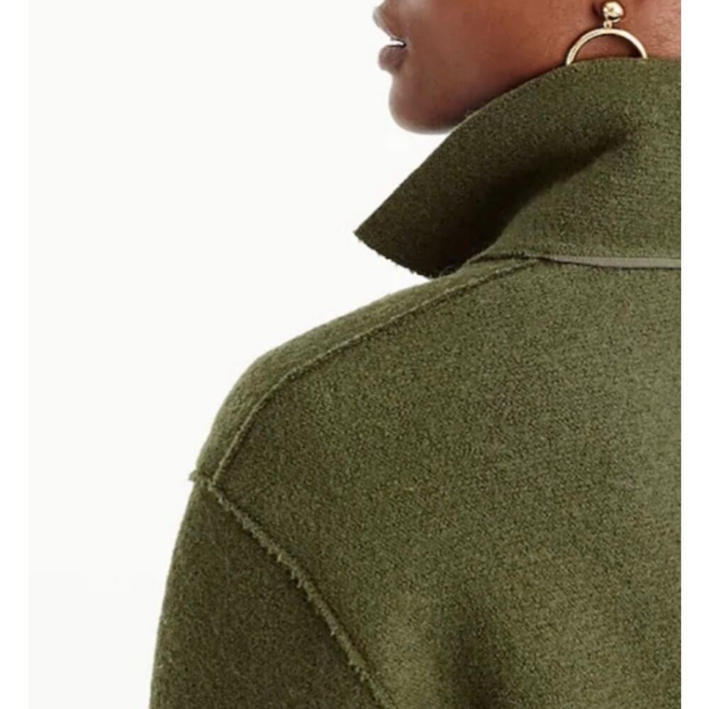 J.Crew Boiled Wool Wrap Coat Forest Green XS Belted - Picture 4 of 15